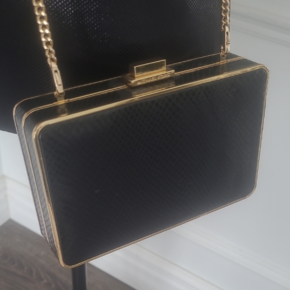 Michael Kors Handbags - Michael Kors Black Box Clutch with Gold Hardware